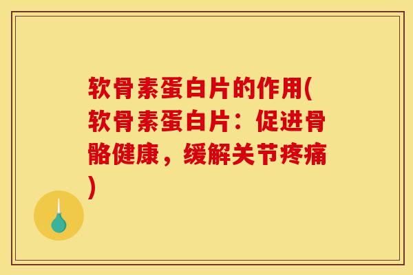 软骨素蛋白片的作用(软骨素蛋白片：促进骨骼健康，缓解关节疼痛)