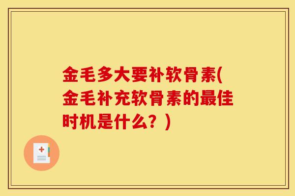 金毛多大要补软骨素(金毛补充软骨素的最佳时机是什么？)
