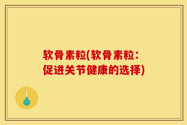软骨素粒(软骨素粒：促进关节健康的选择)