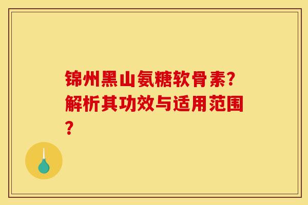 锦州黑山氨糖软骨素？解析其功效与适用范围？