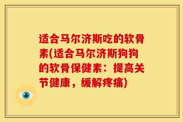 适合马尔济斯吃的软骨素(适合马尔济斯狗狗的软骨保健素：提高关节健康，缓解疼痛)