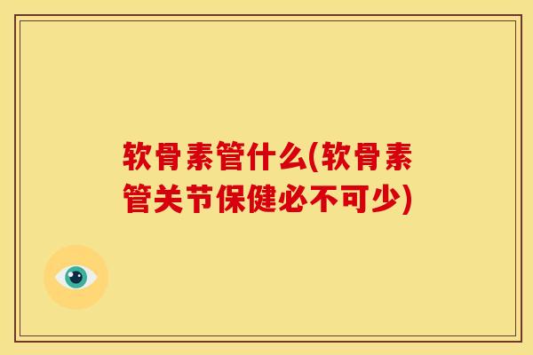 软骨素管什么(软骨素管关节保健必不可少)