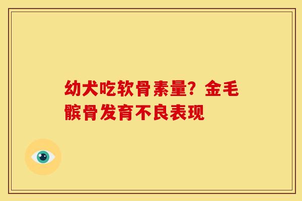 幼犬吃软骨素量？金毛髌骨发育不良表现
