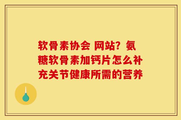 软骨素协会 网站？氨糖软骨素加钙片怎么补充关节健康所需的营养