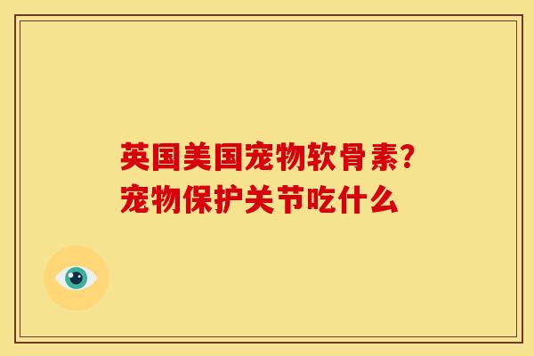 英国美国宠物软骨素？宠物保护关节吃什么