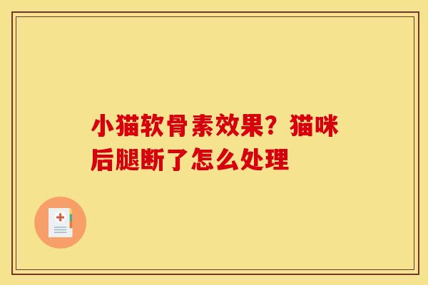 小猫软骨素效果？猫咪后腿断了怎么处理