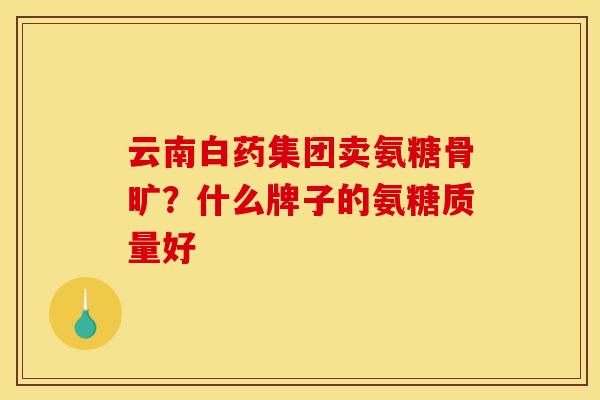 云南白药集团卖氨糖骨旷？什么牌子的氨糖质量好