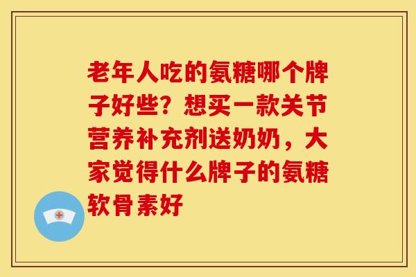 老年人吃的氨糖哪个牌子好些？想买一款关节营养补充剂送奶奶，大家觉得什么牌子的氨糖软骨素好
