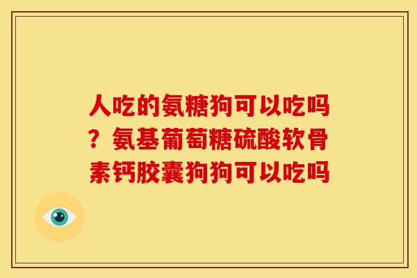 人吃的氨糖狗可以吃吗？氨基葡萄糖硫酸软骨素钙胶囊狗狗可以吃吗