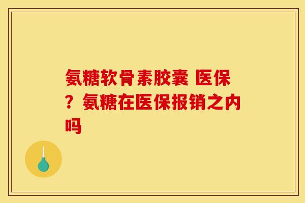 氨糖软骨素胶囊 医保？氨糖在医保报销之内吗