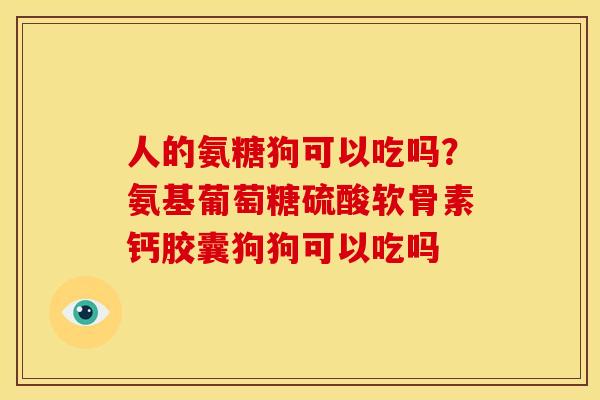 人的氨糖狗可以吃吗？氨基葡萄糖硫酸软骨素钙胶囊狗狗可以吃吗