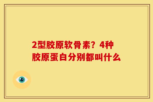 2型胶原软骨素？4种胶原蛋白分别都叫什么