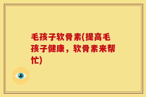 毛孩子软骨素(提高毛孩子健康，软骨素来帮忙)