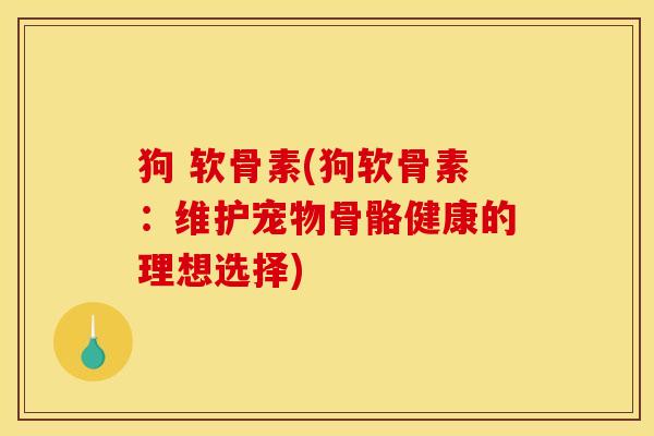 狗 软骨素(狗软骨素：维护宠物骨骼健康的理想选择)