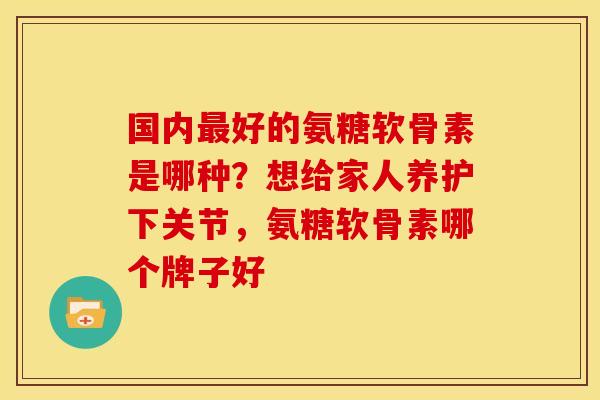国内最好的氨糖软骨素是哪种？想给家人养护下关节，氨糖软骨素哪个牌子好