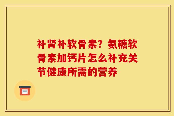 补肾补软骨素？氨糖软骨素加钙片怎么补充关节健康所需的营养
