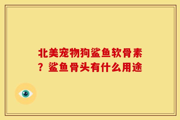 北美宠物狗鲨鱼软骨素？鲨鱼骨头有什么用途