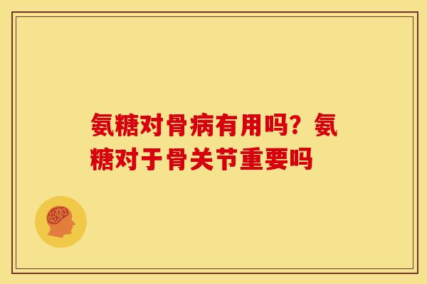 氨糖对骨病有用吗？氨糖对于骨关节重要吗