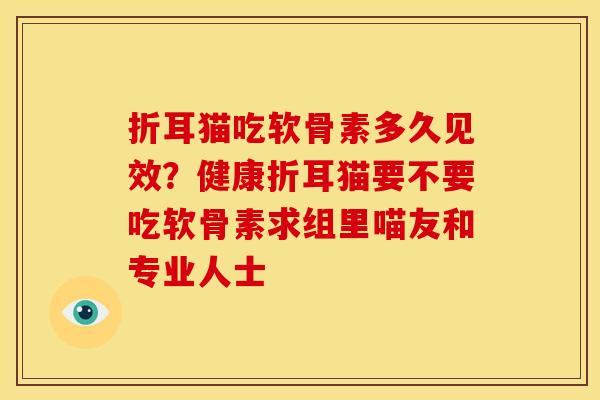 折耳猫吃软骨素多久见效？健康折耳猫要不要吃软骨素求组里喵友和专业人士