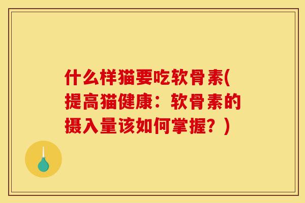 什么样猫要吃软骨素(提高猫健康：软骨素的摄入量该如何掌握？)