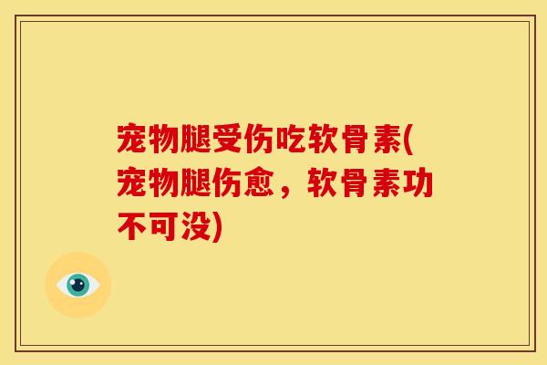 宠物腿受伤吃软骨素(宠物腿伤愈，软骨素功不可没)