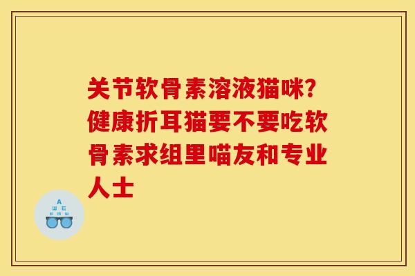 关节软骨素溶液猫咪？健康折耳猫要不要吃软骨素求组里喵友和专业人士