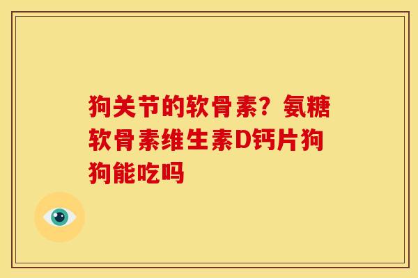 狗关节的软骨素？氨糖软骨素维生素D钙片狗狗能吃吗