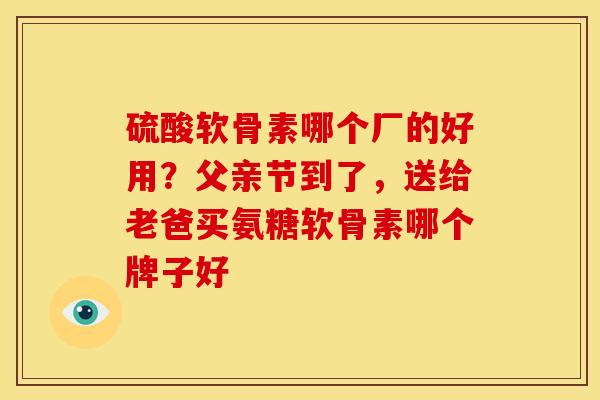 硫酸软骨素哪个厂的好用？父亲节到了，送给老爸买氨糖软骨素哪个牌子好