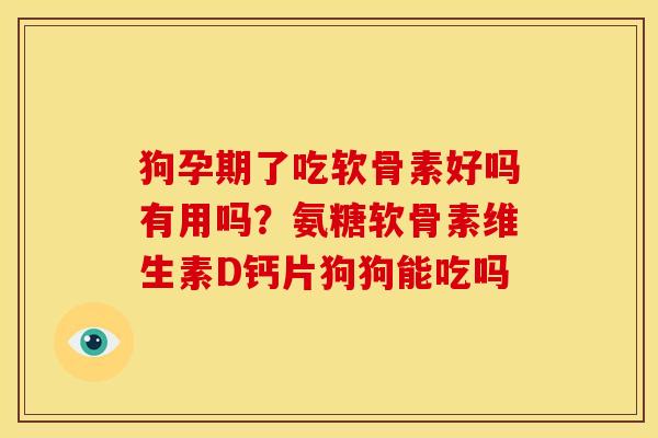 狗孕期了吃软骨素好吗有用吗？氨糖软骨素维生素D钙片狗狗能吃吗