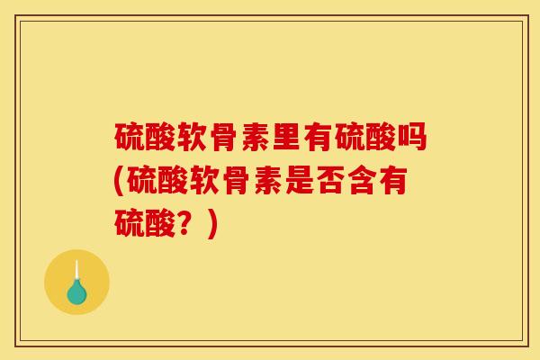 硫酸软骨素里有硫酸吗(硫酸软骨素是否含有硫酸？)