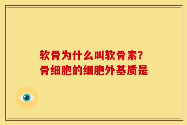软骨为什么叫软骨素？骨细胞的细胞外基质是