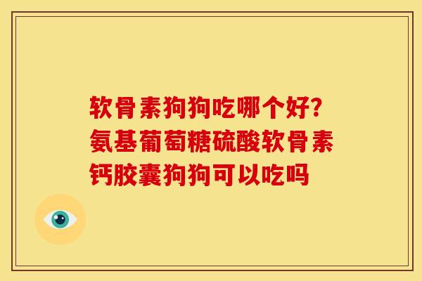 软骨素狗狗吃哪个好？氨基葡萄糖硫酸软骨素钙胶囊狗狗可以吃吗
