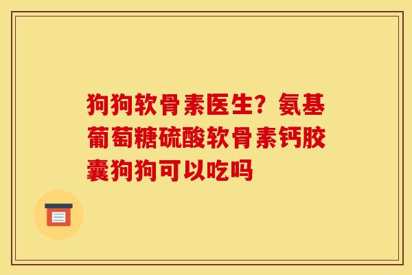 狗狗软骨素医生？氨基葡萄糖硫酸软骨素钙胶囊狗狗可以吃吗