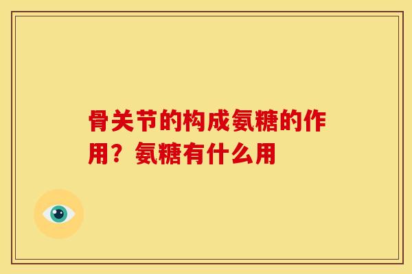 骨关节的构成氨糖的作用？氨糖有什么用
