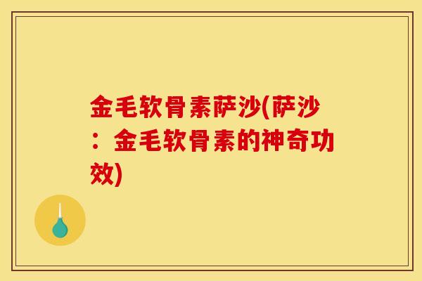 金毛软骨素萨沙(萨沙：金毛软骨素的神奇功效)