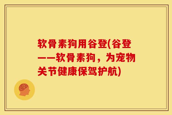 软骨素狗用谷登(谷登——软骨素狗，为宠物关节健康保驾护航)