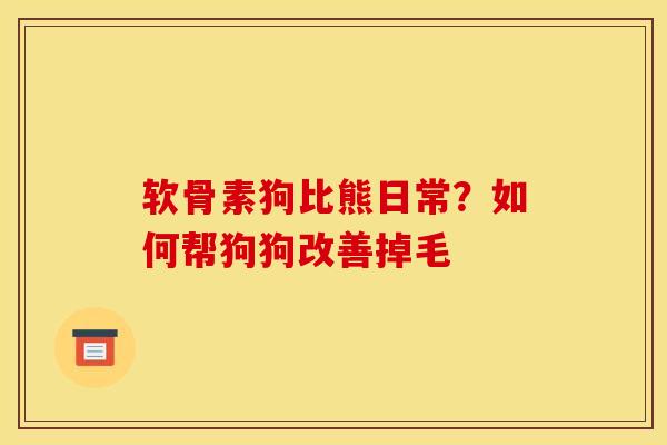 软骨素狗比熊日常？如何帮狗狗改善掉毛