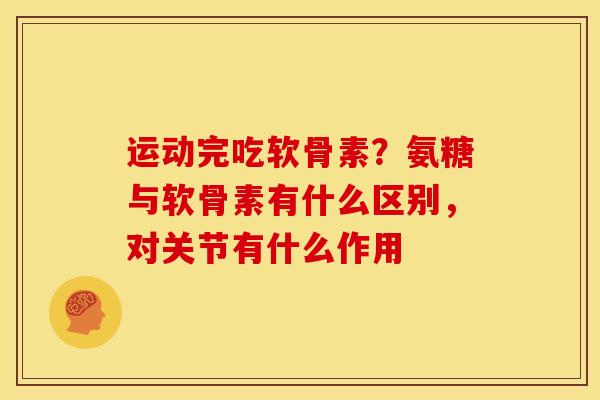 运动完吃软骨素？氨糖与软骨素有什么区别，对关节有什么作用