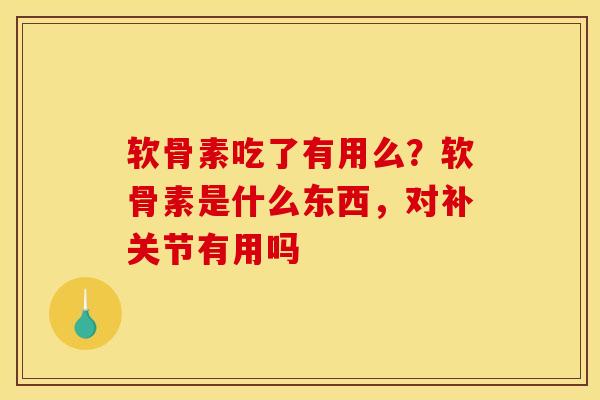 软骨素吃了有用么？软骨素是什么东西，对补关节有用吗