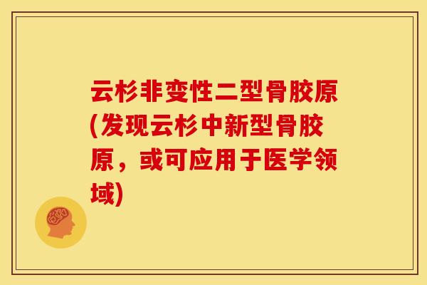云杉非变性二型骨胶原(发现云杉中新型骨胶原，或可应用于医学领域)