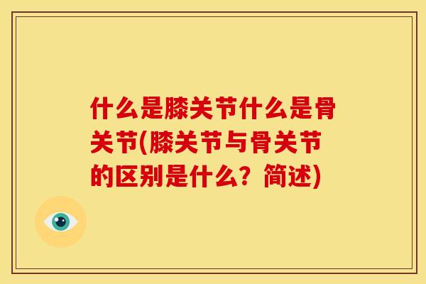 什么是膝关节什么是骨关节(膝关节与骨关节的区别是什么？简述)