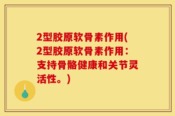 2型胶原软骨素作用(2型胶原软骨素作用：支持骨骼健康和关节灵活性。)