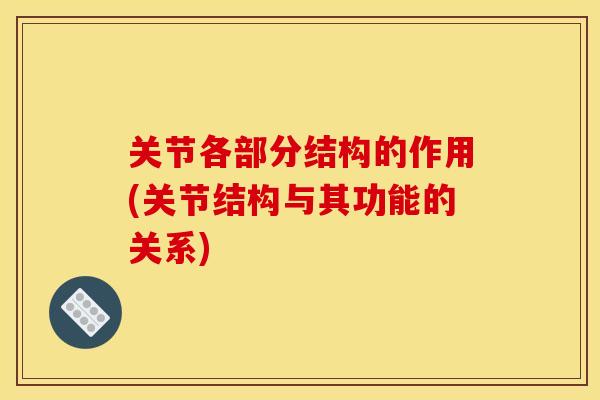 关节各部分结构的作用(关节结构与其功能的关系)