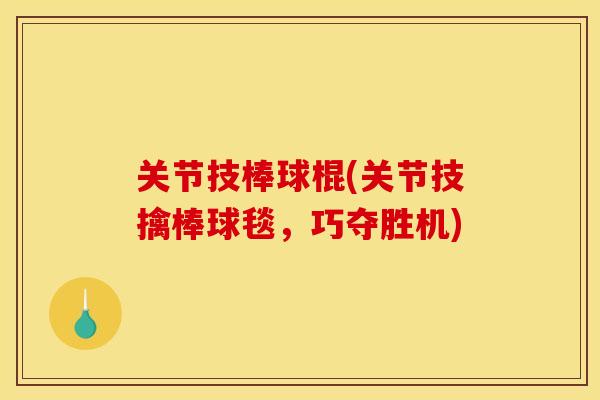 关节技棒球棍(关节技擒棒球毯，巧夺胜机)