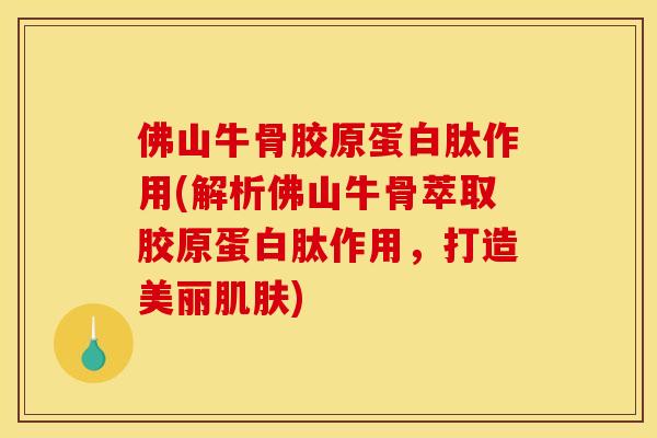 佛山牛骨胶原蛋白肽作用(解析佛山牛骨萃取胶原蛋白肽作用，打造美丽肌肤)