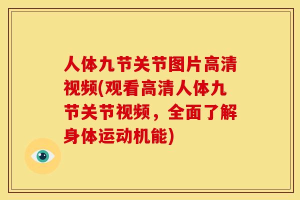 人体九节关节图片高清视频(观看高清人体九节关节视频，全面了解身体运动机能)