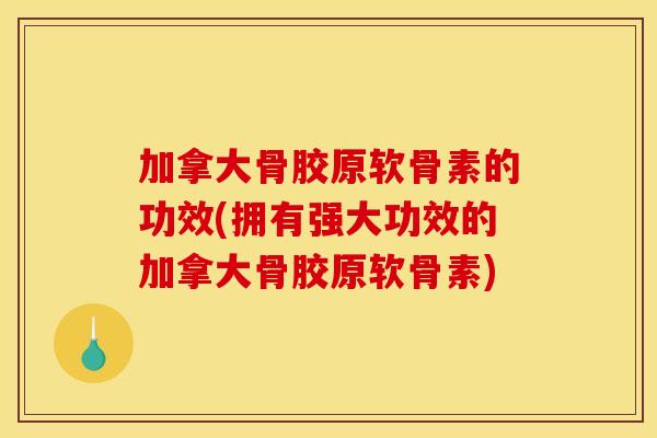 加拿大骨胶原软骨素的功效(拥有强大功效的加拿大骨胶原软骨素)