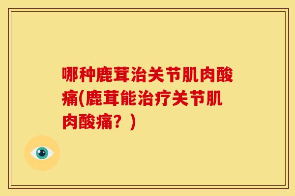 哪种鹿茸治关节肌肉酸痛(鹿茸能治疗关节肌肉酸痛？)