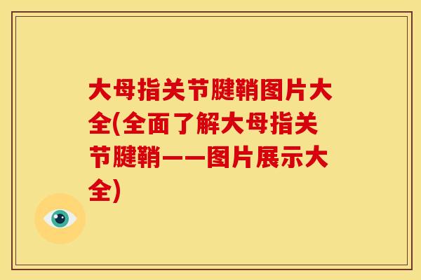 大母指关节腱鞘图片大全(全面了解大母指关节腱鞘——图片展示大全)