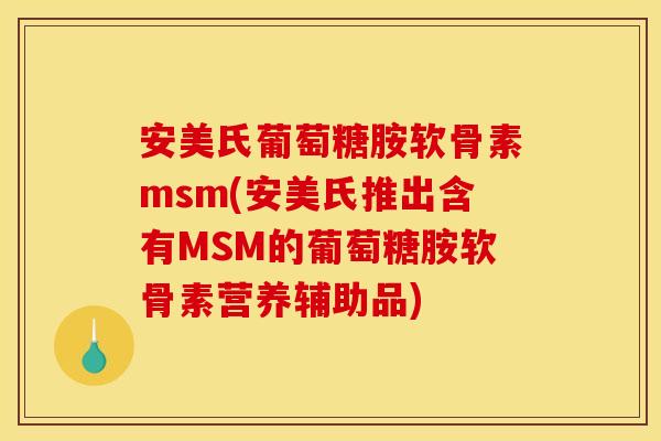 安美氏葡萄糖胺软骨素msm(安美氏推出含有MSM的葡萄糖胺软骨素营养辅助品)